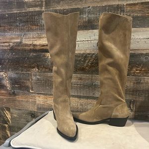 Zara size 37 (6.5-7) Tan Women’s tall pointy toe boots.